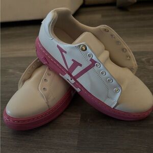 Louis Vuitton White and Pink Sneakers